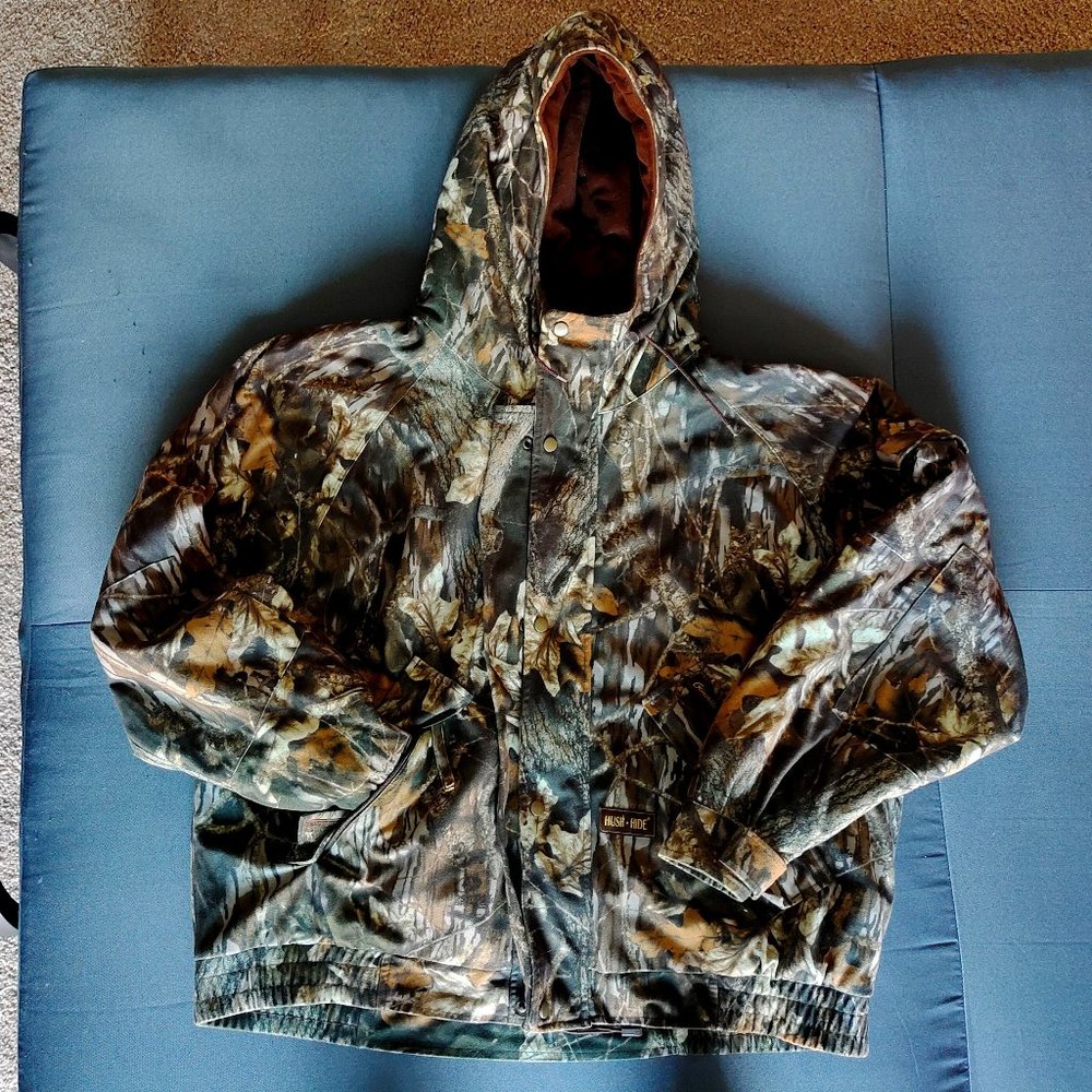 GAMEHIDE MEN'S HUSH HIDE Mossy Oak Break up Camo Jacket w/Hood 2XL Lightly used!